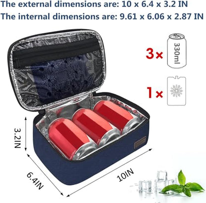 Gloppie Mini Lunchbox Small Lunch Bag for Men Women Insulated Lunch Box Thermal Lunch Boxes Adult Portable Cooler Bags Reusable Snack Bag, Blue - color: Twill Blue