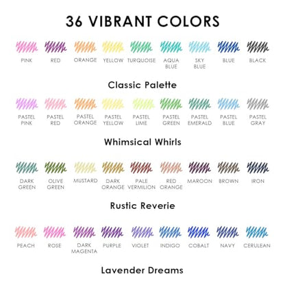 Grabie Erasable Gel Pens, 36 Color 0.7 mm Medium Point Pens | Thermo-Sensitive Gel Ink, Clean Erasing, Smooth Writing, Retractable Design, Quick Drying, Drawing, Journaling, Planner - color: 36 Colors Pens: Multicolor