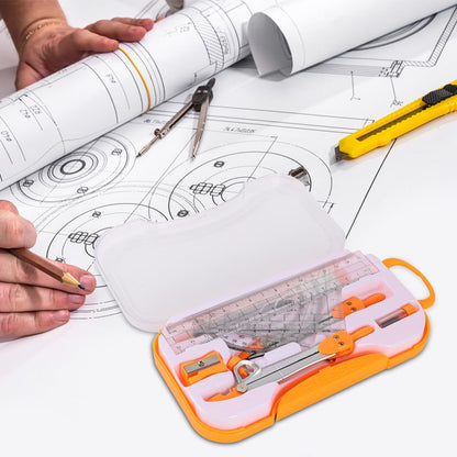 Metal Compasses Set with Drawing Ruler Tool and Geometry Ruler Set, 10pcs Math Drawing Kit for Students, Sturdy Metal Geometry Tools for School Exams and Drafting Random Color