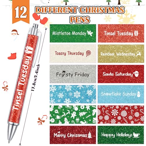 Cholemy 48 Pieces Christmas Pens Bulk Christmas Party Ballpoint Pens Retractable Xmas Themed Gel Ink Novelty Snowflake Snowman Candy Santa Writing Supplies for Office School Xmas Party Favor - style: Snowflake