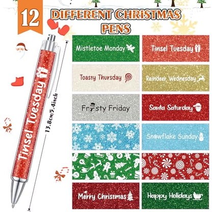 Cholemy 48 Pieces Christmas Pens Bulk Christmas Party Ballpoint Pens Retractable Xmas Themed Gel Ink Novelty Snowflake Snowman Candy Santa Writing Supplies for Office School Xmas Party Favor - style: Snowflake