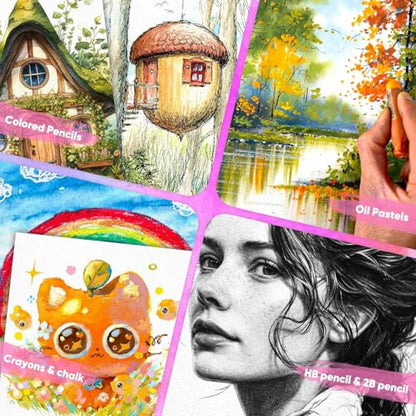 Mixed Media Paper 9" x 12",40 Sheets Multipurpose White Loose Drawing Paper | 98lb/160gsm Heavyweight Art Paper for Sketching, Sketch Book, Gouache, Painting, Sketchbook, Drawing Pad Book, School - size: 9" x 12", 40 sheets, style: loose mixed media drawi
