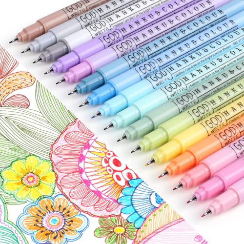 HANKU 0.38mm Fine Point Pen, 16 Colored Fineliner Bible Pens No Bleed Through,Extra Fine Tip Marker Pens for Bullet Journaling,Planner,Coloring,Bible Study Back to School Office Supplies - color: 16-Color