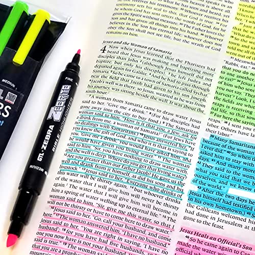 G.T. Luscombe Company, Inc. Zebrite Double Ended Bible Highlighter Set | No Bleed Pigmented Ink | No Fading or Smearing | Double Ended for Highlighting & Underlining | Green, Yellow, Pink (Set of 3) - size: 1 Count (Pack of 3)