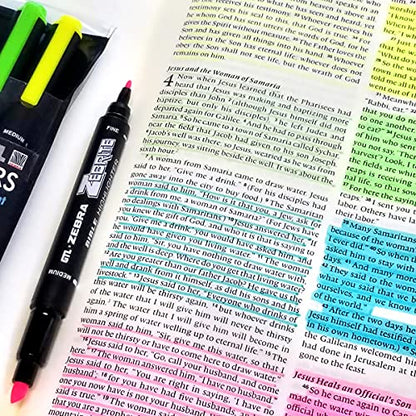 G.T. Luscombe Company, Inc. Zebrite Double Ended Bible Highlighter Set | No Bleed Pigmented Ink | No Fading or Smearing | Double Ended for Highlighting & Underlining | Green, Yellow, Pink (Set of 3) - size: 1 Count (Pack of 3)
