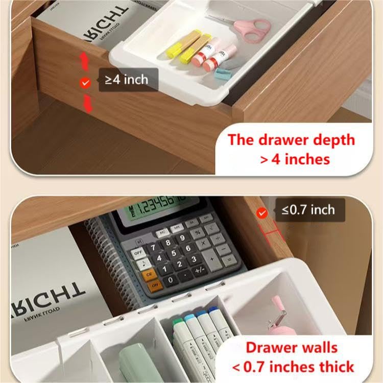 YOOUSOO Expandable Drawer Organizer, 2 PCS Adjustable Drawer Organizer Trays, Drawer Dividers Organizers and Storage For Office Supplies, Pens, Makeup,Utensils, Tools, Flatware and Junks, White