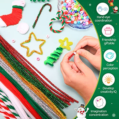 Iooleem 200pcs Green Glitter Pipe Cleaners, Glitter Chenille Stems, Pipe Cleaners for Crafts, Pipe Cleaner Crafts, Art and Craft Supplies, Christmas Pipe Cleaners. - color: Green Glitter, size: Small Pack