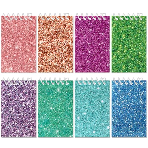 Glenmal 8 Pcs Mini Notepads for Kids Party Favors Mini Tie Dye Note Pads Glitter Colorful Little Pocket Notepads for Girls Gift Classroom Rewards 20 Pages Each (Solid Color) - color: Solid Color