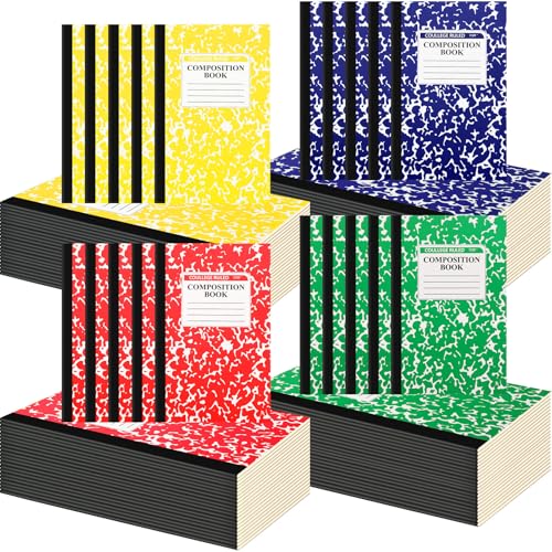 Fainne 100 Pack A5 Composition Notebooks Bulk College Ruled Composition Notebooks Marble Covers Notebook for Student Classroom Office Supplies 30 Sheet/60 Page(Classic Color) - color: Classic Color