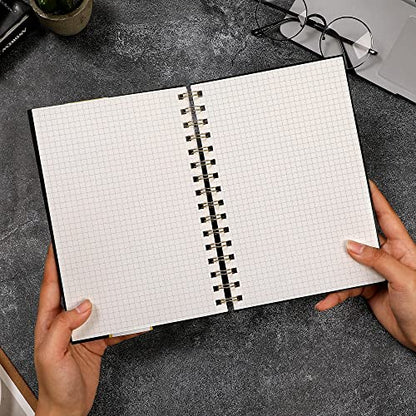 Yoment Graph Paper Spiral Notebook A5 Graphing Notebook 160 Pages Graph Paper Notebook Spiral Bound Waterproof Plastic Hardcover Spiral Journal 5x7 Grid Notebooks for Note Taking,Black - color: Black, style: A - Graph - A5