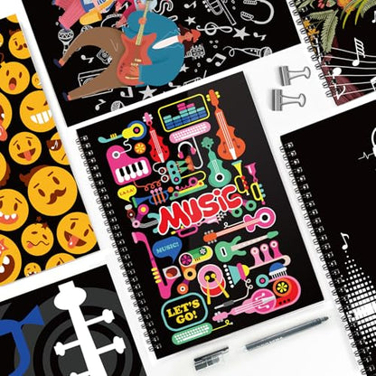 MAXCURY Blank Sheet Music Composition Manuscript Staff Paper Art Music Notebook Black 100 Pages 26x19cm (Factory) - color: Music Factory