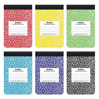 Oxford Jr. Composition Notebooks, Notebooks for School, School Supplies, Half Size, Kids Journal, 7-1/2 x 4-7/8 Inches, College Ruled Paper, 80 Sheets, Primary Marble Covers, 6 Pack (63774) - size: (Pack of 6)