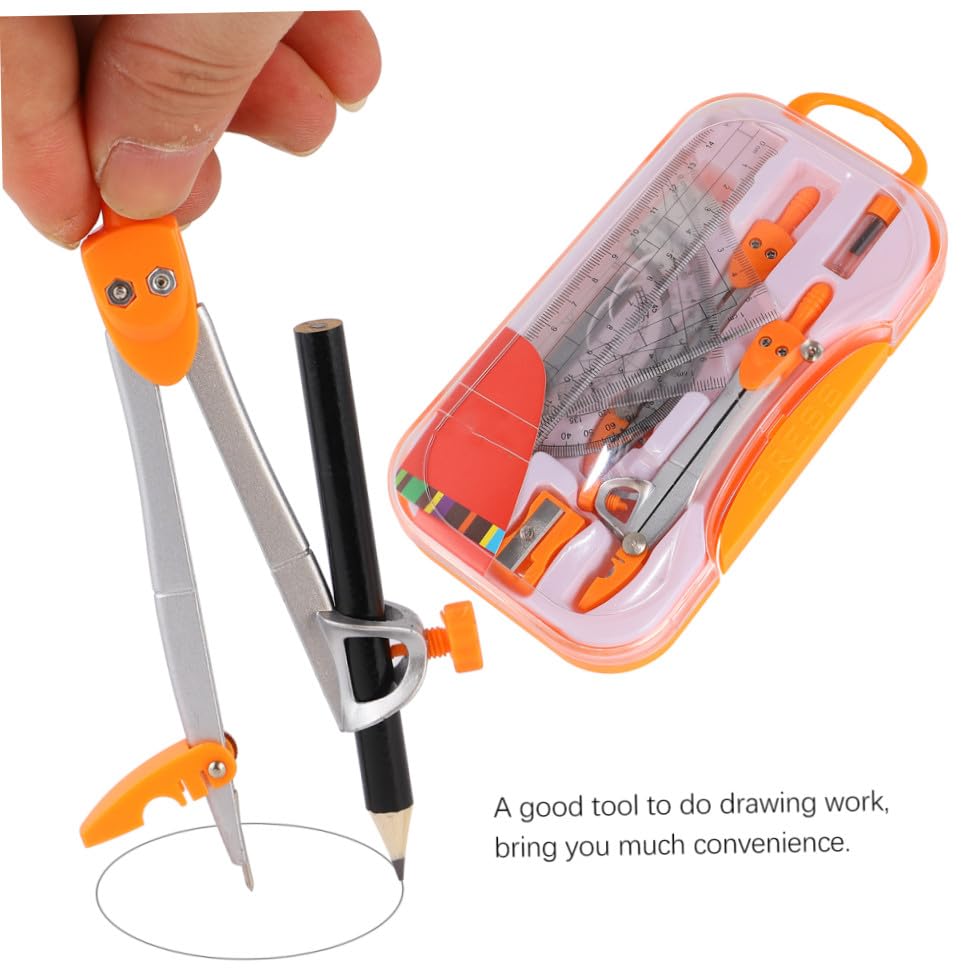 Metal Compasses Set with Drawing Ruler Tool and Geometry Ruler Set, 10pcs Math Drawing Kit for Students, Sturdy Metal Geometry Tools for School Exams and Drafting Random Color