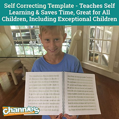 Channie’s Handwriting Improvement Spiral Notebook, Stylish Visual Writing & Printing Aid for Elementary School Students and Special Needs Kids & Teens, 120 Pages, Thick Paper, Size 10.5" x 9.5" - color: White
