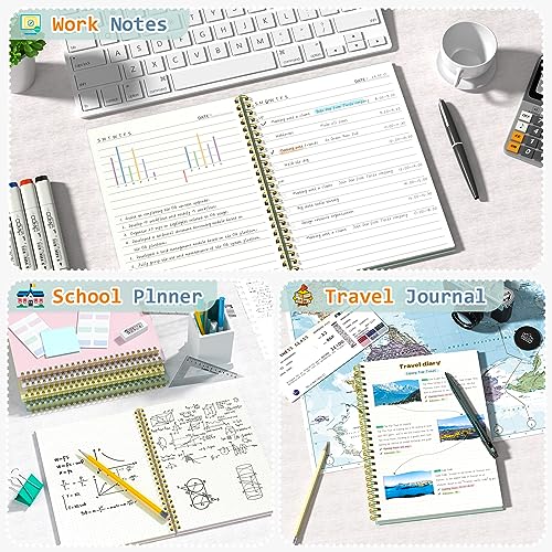 Umriox Graph Spiral Notebook, 4 Pack 5.9" x 8.3" Graph Notebook Journal, Sturdy Double Spiral Binding, Graphing Grid Notebook for Math, Lab, Engineering, School, Work - size: 5.9 x 8.3 in, style: Squared