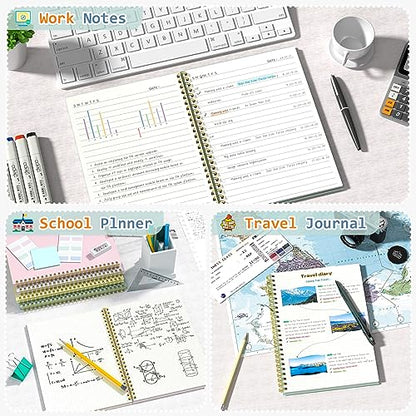Umriox Graph Spiral Notebook, 4 Pack 5.9" x 8.3" Graph Notebook Journal, Sturdy Double Spiral Binding, Graphing Grid Notebook for Math, Lab, Engineering, School, Work - size: 5.9 x 8.3 in, style: Squared