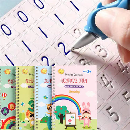 Handwriting Book Practice for Kids,Reusable Grooved Handwriting Workbooks | Magic Grooved Writing Practice for Kids Age 3-5 - size: 5.1inx7.1in