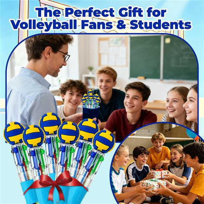 Volleyball Party Favors Volleyball Pens Mini Multicolor Pen in One Cute Fun 4-in-1 Pens Bulk Cool Ballpoint Pen for Birthday Gifts Teacher Supplies (Volleyball, 12) - style: Volleyball