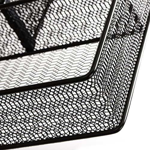 Hiceeden 2 Pack Mesh Desk Drawer Organizer, 16.1"x12.2"x2" Large Desk Organizer Tray with 2 Removable Dividers, 6 Compartment Metal Organizers for Home, Office, Makeup & Vanity