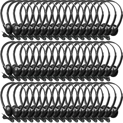 Frienda 48 Pack Classroom Headphones Bulk, Wired School Headsets for Students, Stereo Headphones with 3.5 mm Plug for Classroom, Online Learning, Library(Classic,Black) - color: Black, style: Classic