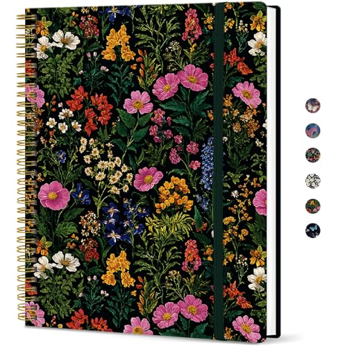 Taja Large Spiral Lined Journal for Women, 8.5" x 11" Notebooks for Work Collge Ruled, A4 Aesthetic Cute Journaling Notebooks for Writing, Plastic Cover, Abundant Floral - color: Z-Abundant Floral