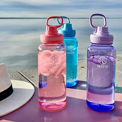 Takeya Tritan Sport Water Bottle with Spout Lid - BPA-Free & Dishwasher-Safe Water Bottle - Reusable Bottle with Lid Handle - Simple Leak-Proof Water Bottle - 24 oz, Flutter Pink - color: Flutter Pink, size: 24 Ounces