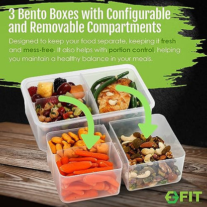 FIT Strong & Healthy Bento Box for Kids and Adults – Reusable Lunch Box Meal Prep Containers, Snack Boxes with Airtight Lid – Dishwasher, Freezer, Microwave Safe (Green, 7 Pack: 3×39oz, 2×17oz, 2×6oz) - size: 7 Pack, Multiple Sizes (39 oz, 17 oz, 6 oz)