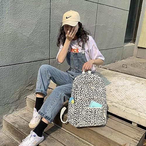 BTOOP School Backpack for Teens Bookbag Women Lightweight 15.6 inch Laptop Bag for Girls Casual High School College - color: Leopard-apricot