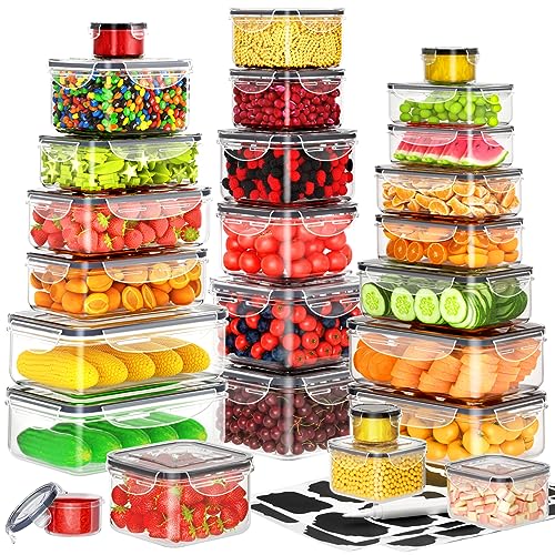 52 PCS Food Storage Containers with Lids Airtight (26 Containers & 26 Lids), Plastic Storage Meal Prep Container-Stackable 100% Leakproof & BPA-Free Organization and Storage Set, Lunch Containers - color: Transparent-26