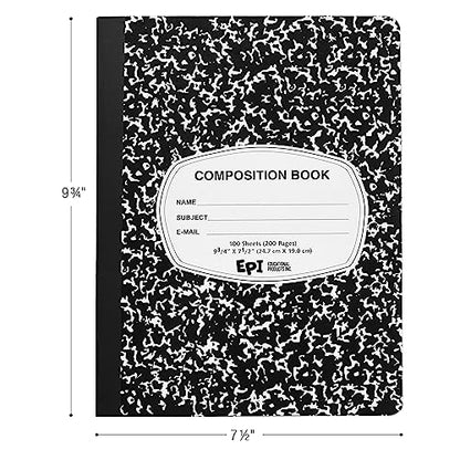 12 Pack - EPI Marble Hardcover Wide Ruled Composition Notebook | 200 Pages (100 Sheets), 9.75 x 7.5 in, Sturdy Sewn Binding | School, Office, Journaling, Notes - size: Pack of 12, style: Wide Ruled