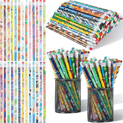 180 Pcs Colorful Wooden Pencils with Erasers, No.2 HB Multicolor Pencils Bulk for Learning Supplies, Rewards, Teacher Gifts & Party Favors