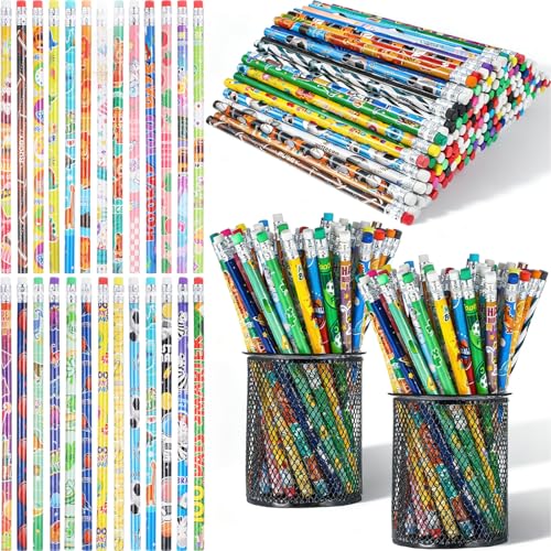 180 Pcs Colorful Wooden Pencils with Erasers, No.2 HB Multicolor Pencils Bulk for Learning Supplies, Rewards, Teacher Gifts & Party Favors