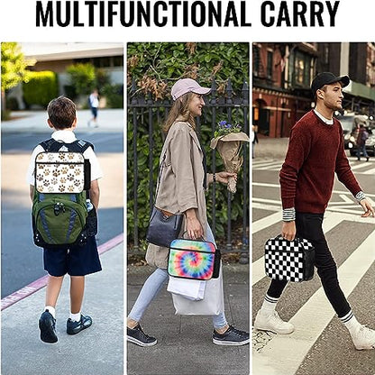 Paw Print Lunch Bag Reusable Insulated Lunch Box Keep Food Cooler Thermal Lunch Tote for Women Men - color: paw print