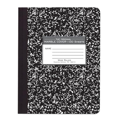 ROARING SPRING Hard Cover Composition Notebook, Black Marble Comp Book, 9.75″ x 7.5″, Wide-Ruled with Margin, 100 Sheets (200 Pages) - size: Wide-Ruled, 100 Sheets/200 Pages, style: 1 Comp Book