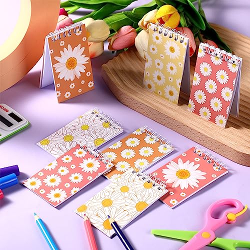 Faccito 24 Pcs Boho Daisy Mini Spiral Notebook Groovy Pocket Notebook Bulk Hippie Mini Top Bound Notepad for Boho Daisy Flower Hippie Groovy Retro Birthday Party Decor Classroom Rewards Gifts Favor