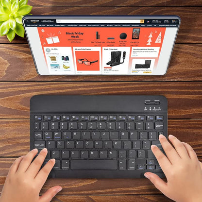 DETUOSI Universal 10 inch Wireless Keyboard, (0.23 inch) Ultrathin Slim Lightweight Travel Portable, 10.1" Multi-Device Wireless Keyboard for iOS/Android/Windows Tablet, Computer, Smart Phone #Black - color: Black