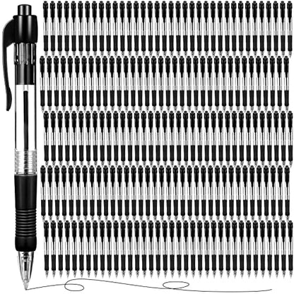 Fainne 200 Pack Retractable Ballpoint Pen 1.0 mm Medium Point Refillable Smooth Click Writing Pens With Grip for Work Journal Writing Office School Supplies(Black Ink) - color: Black Ink