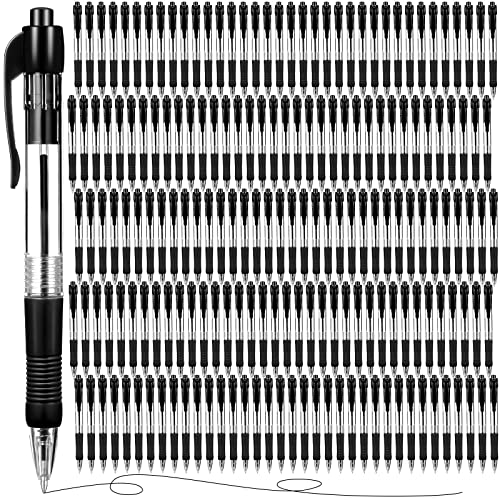 Fainne 200 Pack Retractable Ballpoint Pen 1.0 mm Medium Point Refillable Smooth Click Writing Pens With Grip for Work Journal Writing Office School Supplies(Black Ink) - color: Black Ink