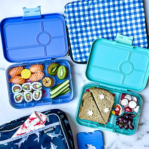 Yumbox Tapas Leakproof Bento Box, 4 Compartments, True Blue Shark | Large Capacity Design | Sandwich-Friendly | Removable Compartment Tray | Easy-Open Single Latch | Ideal for Teens & Adults - color: True Blue - Shark