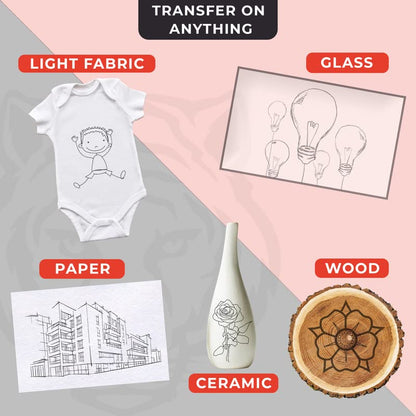 200 Sheets Black Carbon Paper for Tracing On Fabric | Carbon Paper for Tracing on Wood & Canvas, Tracing Paper for Drawing Sewing Patterns, 5 Stylus, A4 Size (9 X 13) Graphite Transfer Paper