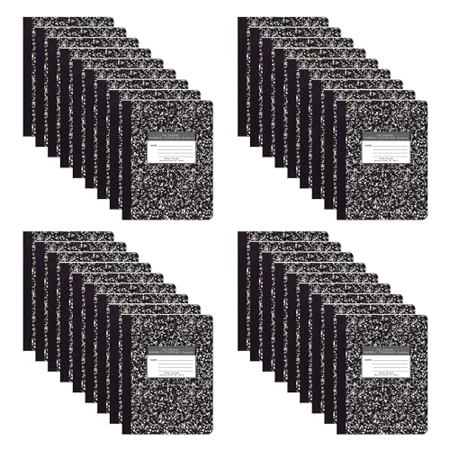 ROARING SPRING Hard Cover Composition Notebook, 36 Pack, Black Marble Comp Book, 9.75″ x 7.5″, Wide-Ruled with Margin, 60 Sheets (120 Pages) - size: 9.75" x 7.5", style: 36 Pack - Wide-Ruled - 60 Sheets - Black Marble