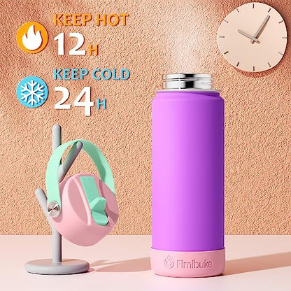 Fimibuke Kids Insulated Water Bottle, 18oz BPA FREE Kids Cups with Straw Double Wall Vacuum Tumbler 18/8 Stainless Steel Leak Proof Toddler Water Bottle for School Boys Girls (2 Pack, Milky Pastel) - color: B5. Milky Pastel