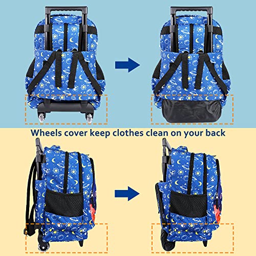 seastig Rolling Backpack for Kids Wheeled Backpack 18in Double Handle Backpack with Wheels - color: Space