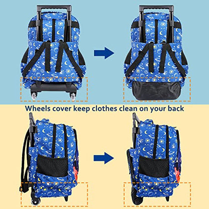 seastig Rolling Backpack for Kids Wheeled Backpack 18in Double Handle Backpack with Wheels - color: Space