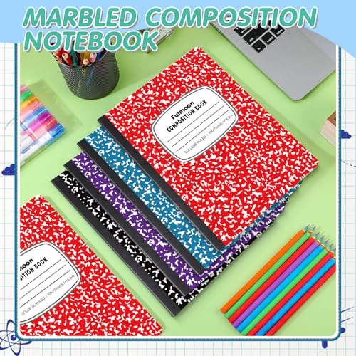 Fulmoon 48 Pcs Composition Notebook College Ruled Hard Cover Notebook 30 Sheets/60 Pages for School College Journal Writing Programs Art Recipes 10.12 x 7.2 Inch, Colorful - style: College Ruled