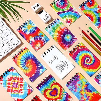 Zhanmai 36 Pcs Mini Spiral Tie Dye Notebooks Multicolor Style Pocket Notepads Blank Notebooks Journal Mini Memo Pads for Tie Dye Birthday Pastel Art Party Favors Gift Supplies - style: Tie Dye