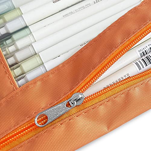 Pencil Pouch 3 Ring Binder,3 Packs Binder Pencil Case with Zipper Closure, Multi-Color Big Capacity Pencil Case, Clear Window Binder Pencil Pouch, Pencil Bag with 3 Re-enforced Grommets. Burnt Orange