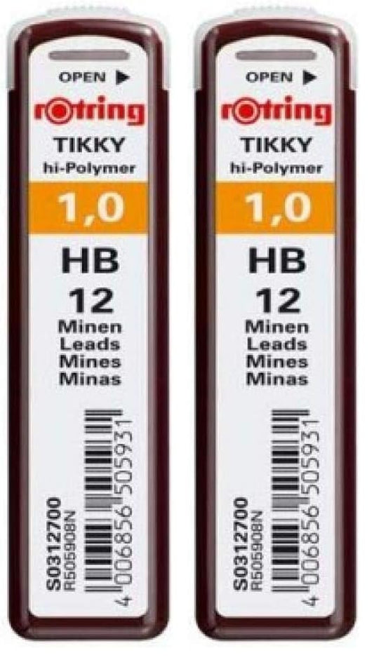 Rotring Replacement Leads for Tikky Mechanical Pencils, 1.0 mm, Hard Black (HB) (S0312700) (Pack of 2) - size: 1 Count (Pack of 2), style: Hi-Polymer HB