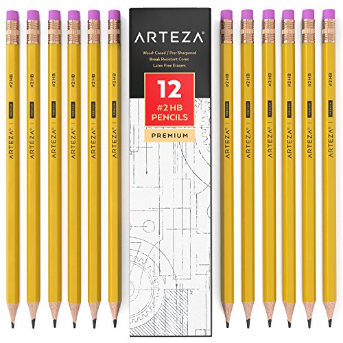ARTEZA HB Pencils #2, Pack of 48 Wood-Cased Graphite Pre-Sharpened Pencils in Bulk, Office and School Supplies for Exams, Classrooms, Students