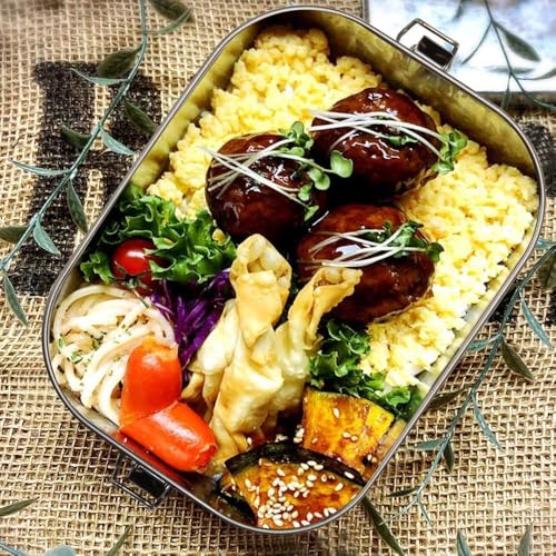 G.a HOMEFAVOR Stainless Steel Bento Lunch Box, 2-Compartment, 1400 ml/47 oz | Leak-Proof, Dishwasher Safe, BPA-Free, with Lock Clips & Removable Divider, Large Capacity, Meal Prep, for Adults - size: 1400 ml - with Compartments